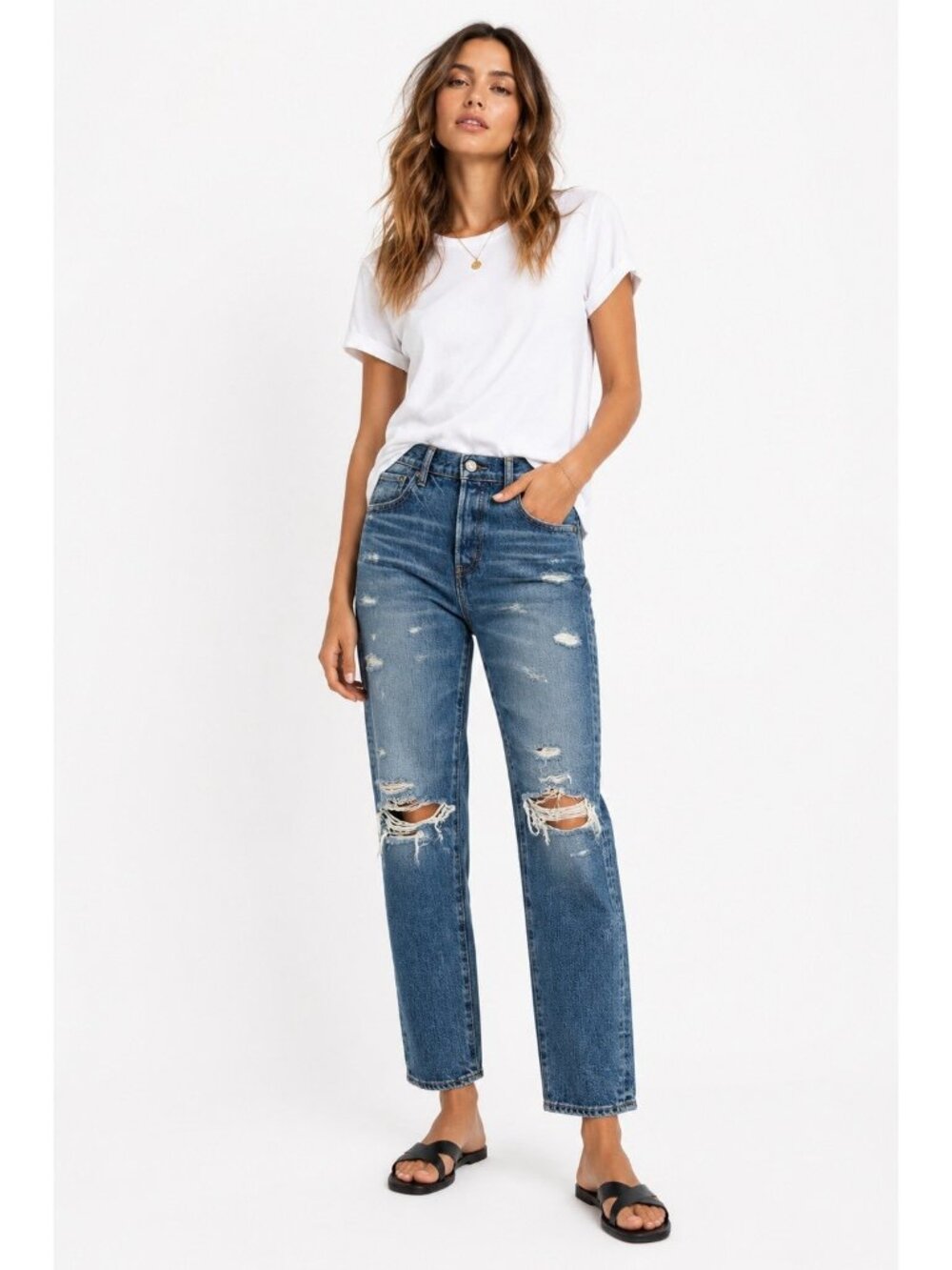 NEW MOUSSY VINTAGE AMBER TAPERED jeans 28 distressed selvedge made in japan